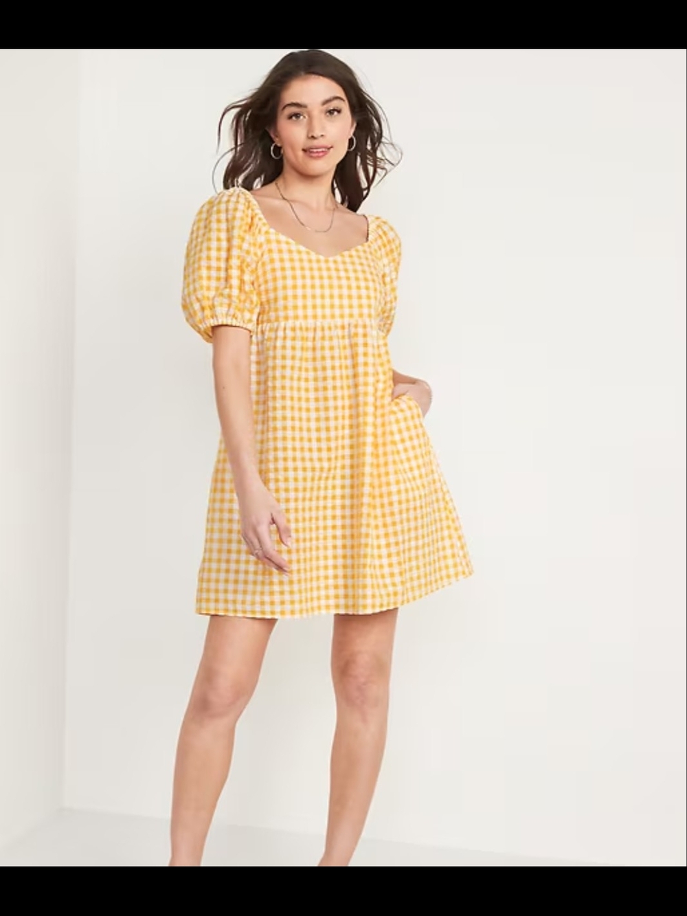 Old Navy Yellow and White Gingham Dress